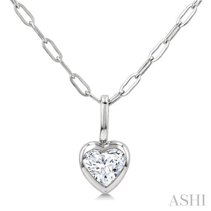 Heart Shape Bezel Set Paperclip Diamond Fashion Pendant