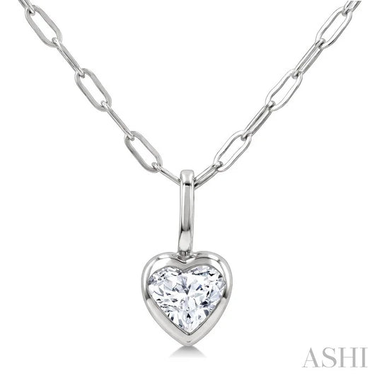 Heart Shape Bezel Set Paperclip Diamond Fashion Pendant