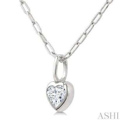 Heart Shape Bezel Set Paperclip Diamond Fashion Pendant