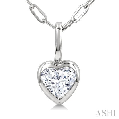 Heart Shape Bezel Set Paperclip Diamond Fashion Pendant