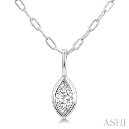 Marquise Shape Bezel Set Paperclip Diamond Fashion Pendant