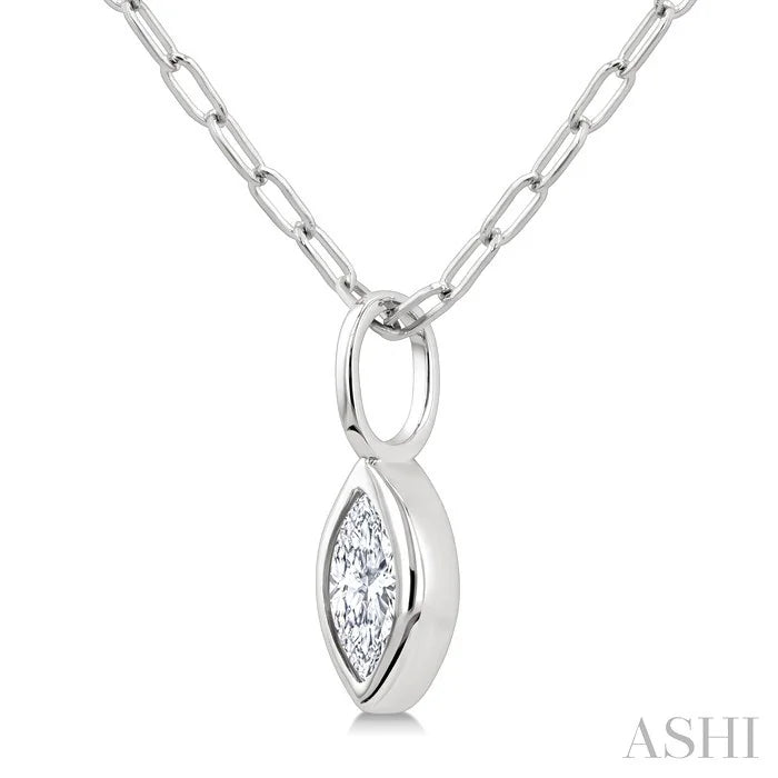 Marquise Shape Bezel Set Paperclip Diamond Fashion Pendant