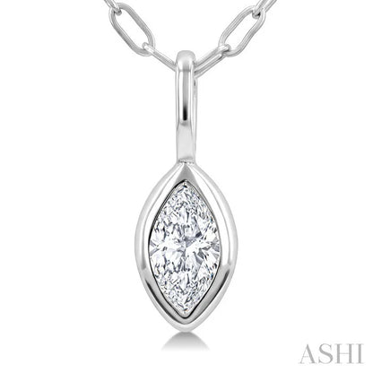 Marquise Shape Bezel Set Paperclip Diamond Fashion Pendant