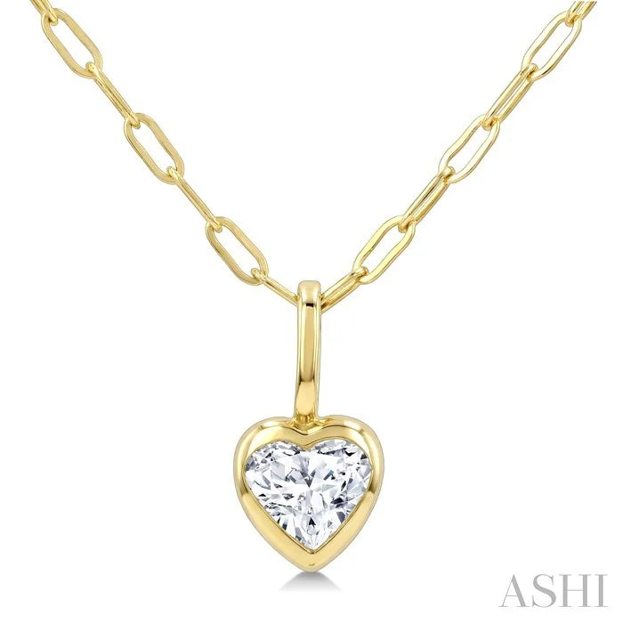 Heart Shape Bezel Set Paperclip Diamond Fashion Pendant