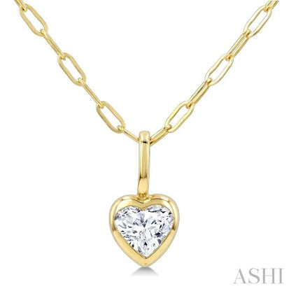 Heart Shape Bezel Set Paperclip Diamond Fashion Pendant