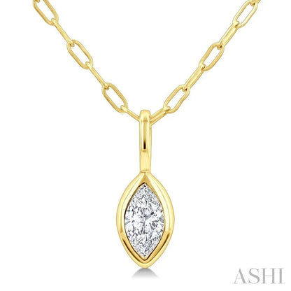 Marquise Shape Bezel Set Paperclip Diamond Fashion Pendant