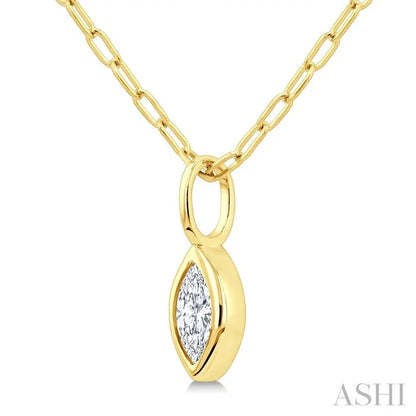 Marquise Shape Bezel Set Paperclip Diamond Fashion Pendant