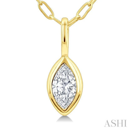 Marquise Shape Bezel Set Paperclip Diamond Fashion Pendant