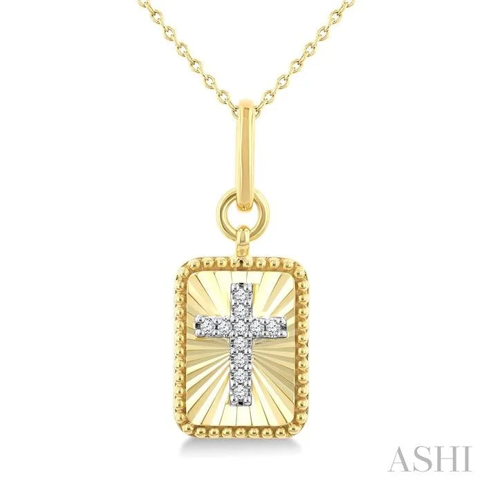 Rectangular Cross Fluted Diamond Fashion Pendant