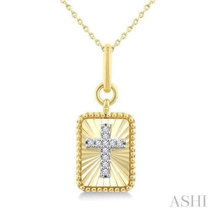 Rectangular Cross Fluted Diamond Fashion Pendant