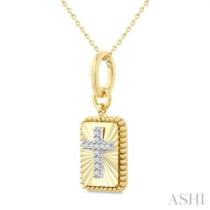 Rectangular Cross Fluted Diamond Fashion Pendant