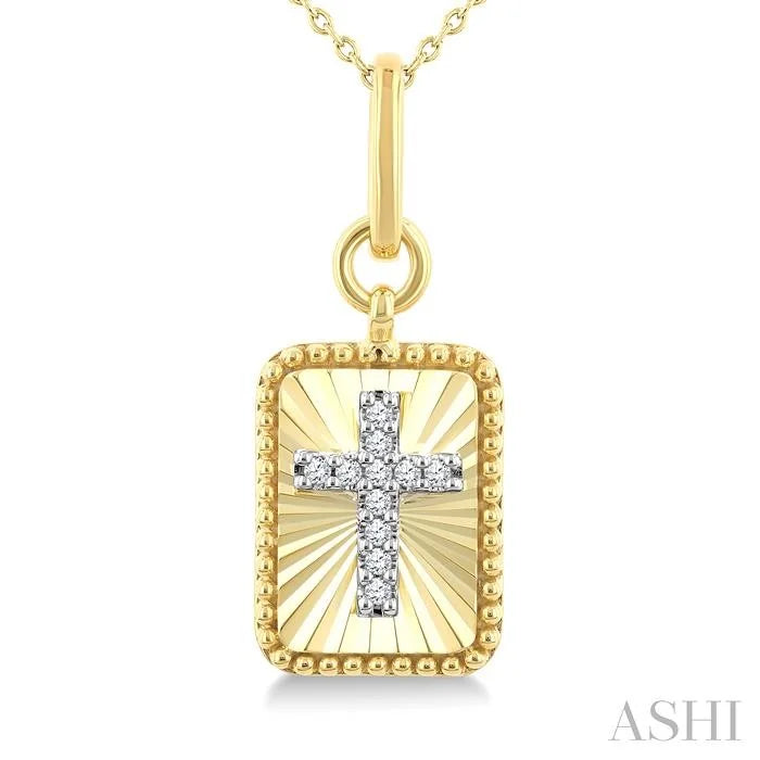 Rectangular Cross Fluted Diamond Fashion Pendant