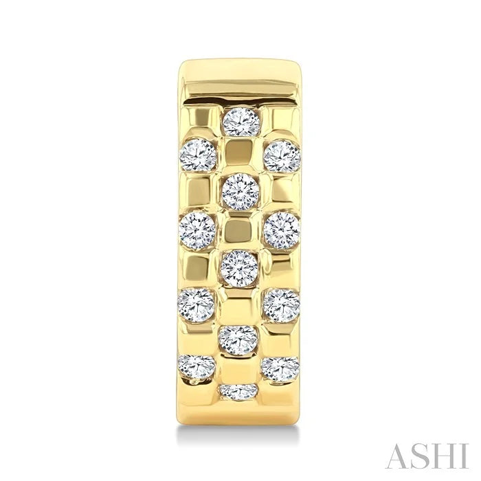 Golden Glow Checkered Diamond Fashion Half Hoop Earrings