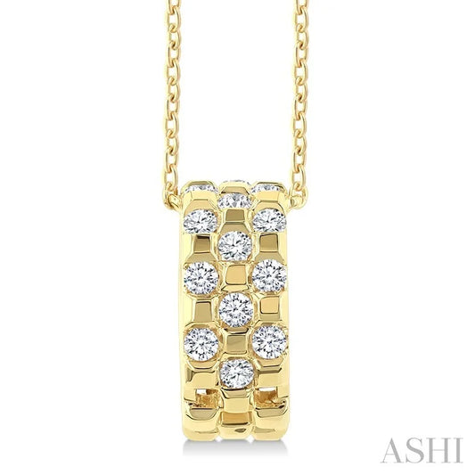 Golden Glow Checkered Diamond Fashion Pendant