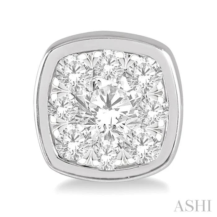 Cushion Shape Bezel Set Lovebright Essential Diamond Stud Earrings