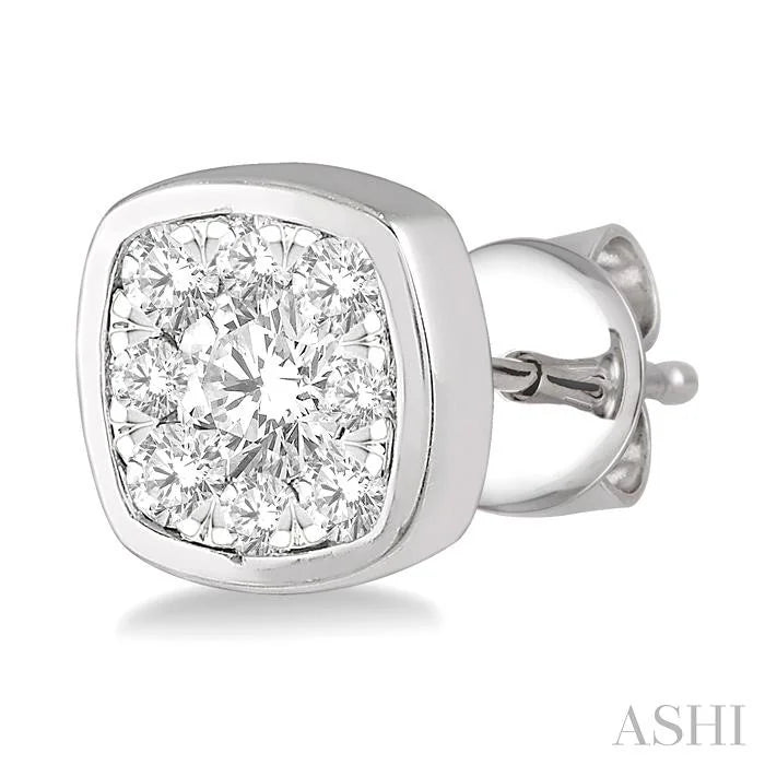 Cushion Shape Bezel Set Lovebright Essential Diamond Stud Earrings