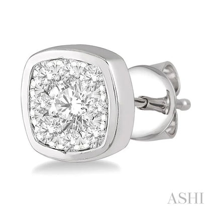 Cushion Shape Bezel Set Lovebright Essential Diamond Stud Earrings