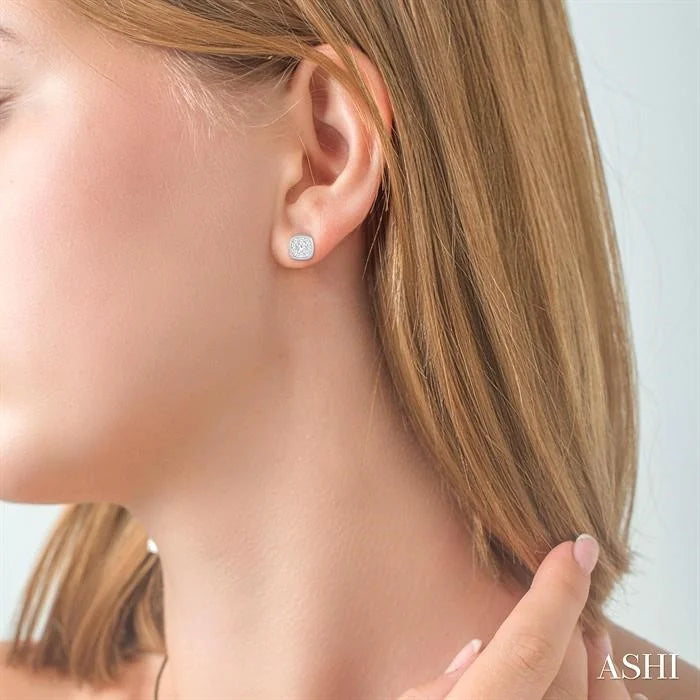 Cushion Shape Bezel Set Lovebright Essential Diamond Stud Earrings