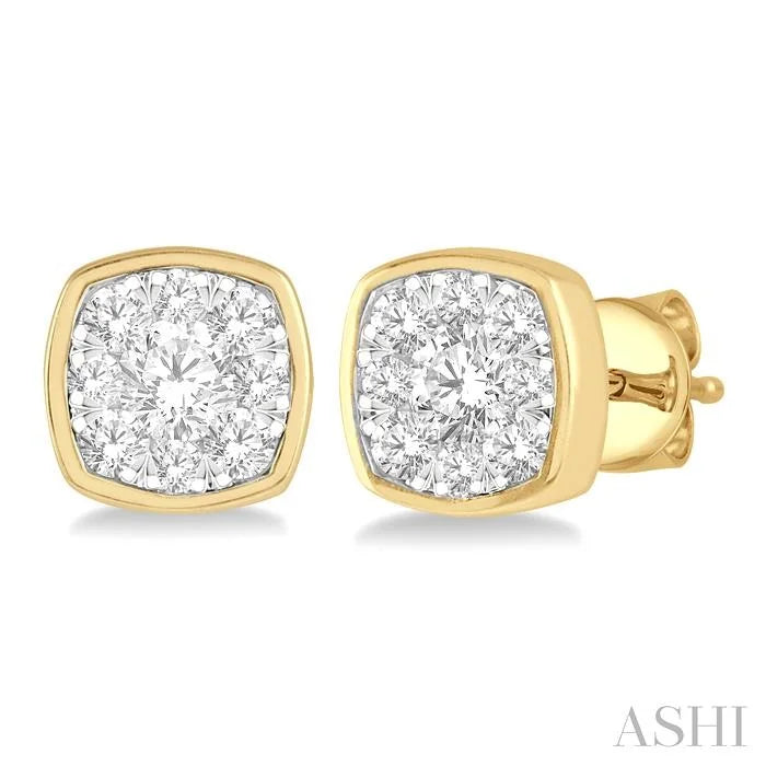 Cushion Shape Bezel Set Lovebright Essential Diamond Stud Earrings