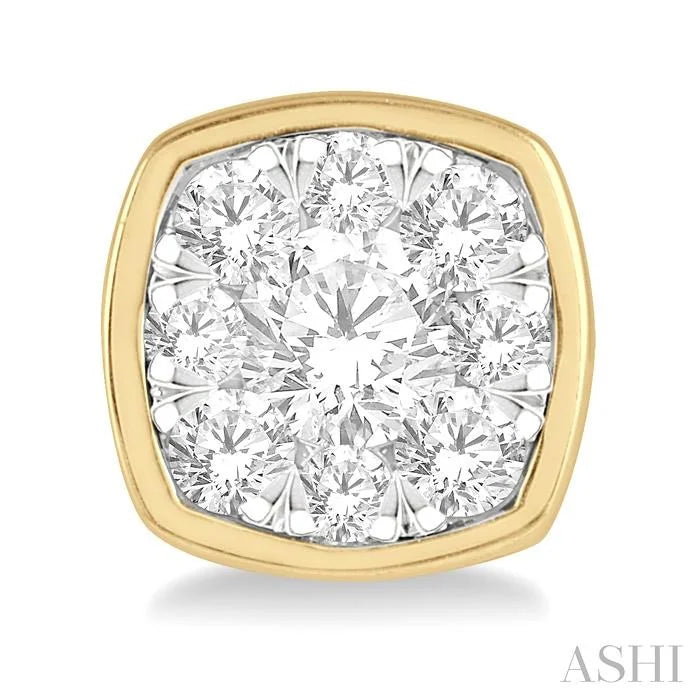 Cushion Shape Bezel Set Lovebright Essential Diamond Stud Earrings