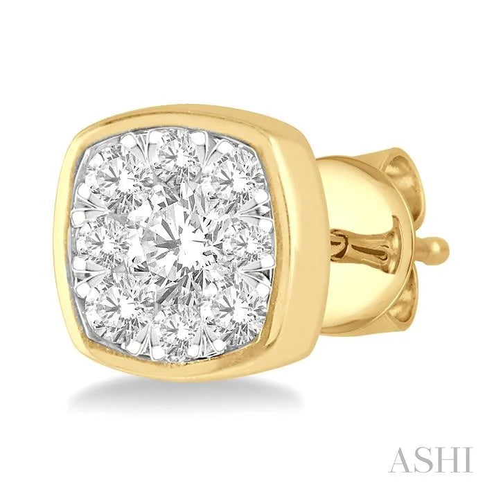 Cushion Shape Bezel Set Lovebright Essential Diamond Stud Earrings