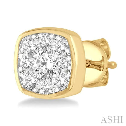 Cushion Shape Bezel Set Lovebright Essential Diamond Stud Earrings