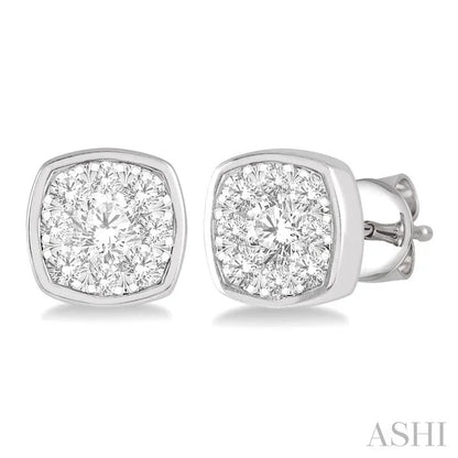 Cushion Shape Bezel Set Lovebright Essential Diamond Stud Earrings