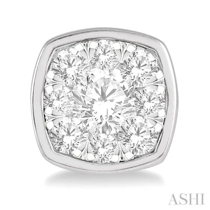 Cushion Shape Bezel Set Lovebright Essential Diamond Stud Earrings