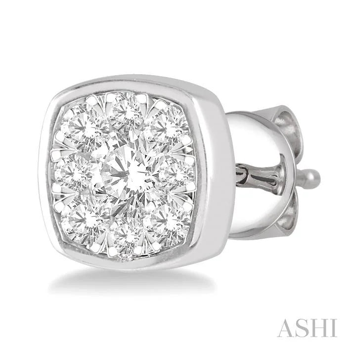 Cushion Shape Bezel Set Lovebright Essential Diamond Stud Earrings