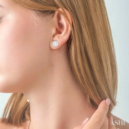 Cushion Shape Bezel Set Lovebright Essential Diamond Stud Earrings