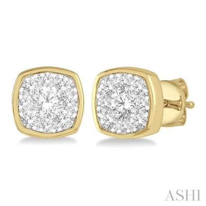 Cushion Shape Bezel Set Lovebright Essential Diamond Stud Earrings
