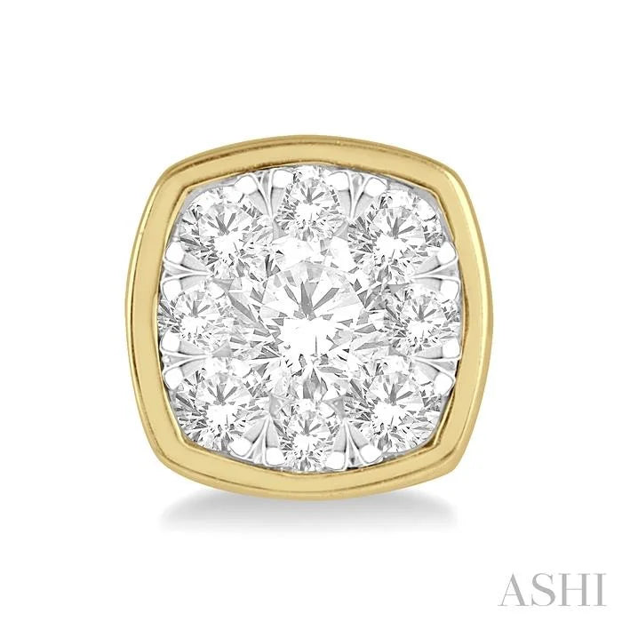Cushion Shape Bezel Set Lovebright Essential Diamond Stud Earrings