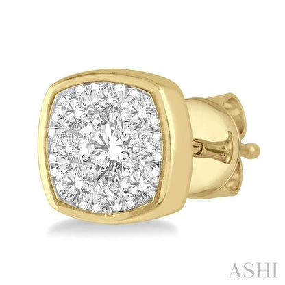 Cushion Shape Bezel Set Lovebright Essential Diamond Stud Earrings