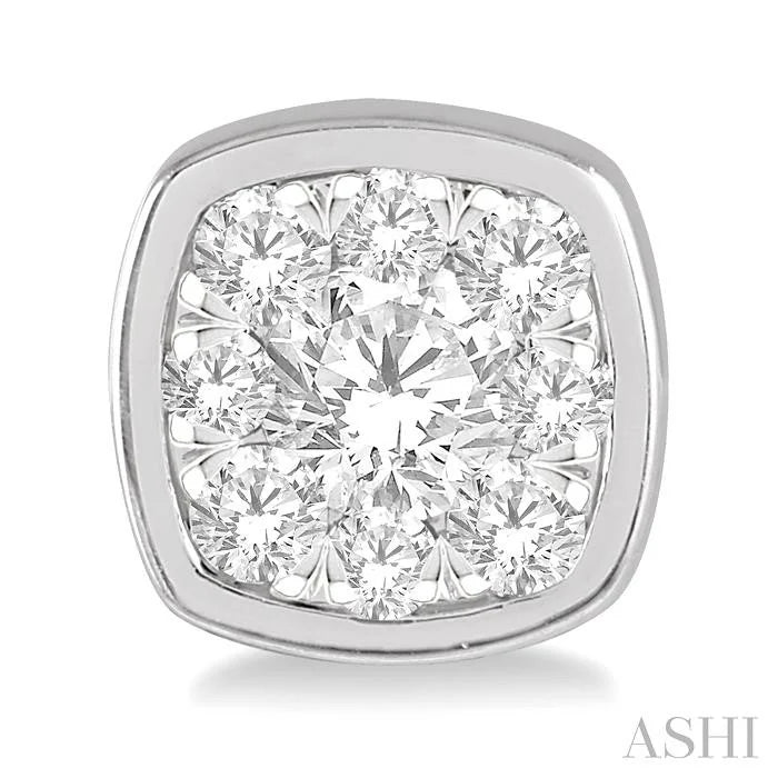 Cushion Shape Bezel Set Lovebright Essential Diamond Stud Earrings