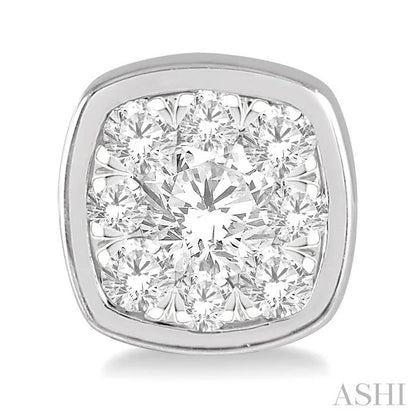 Cushion Shape Bezel Set Lovebright Essential Diamond Stud Earrings