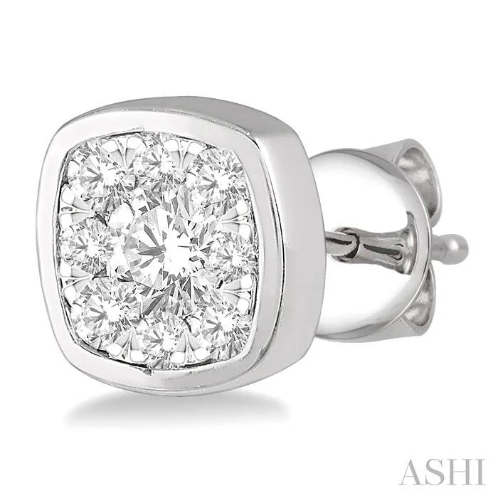 Cushion Shape Bezel Set Lovebright Essential Diamond Stud Earrings