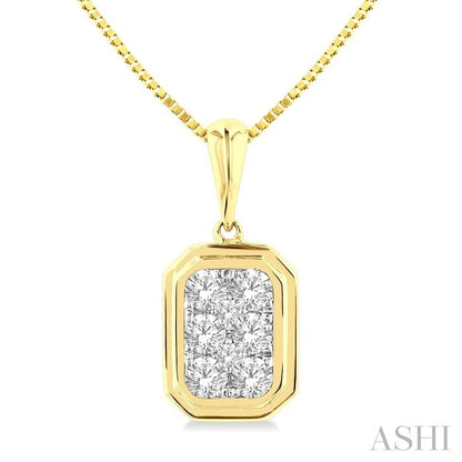 Emerald Shape Bezel Set Lovebright Diamond Fashion Pendant