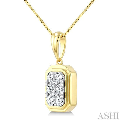 Emerald Shape Bezel Set Lovebright Diamond Fashion Pendant