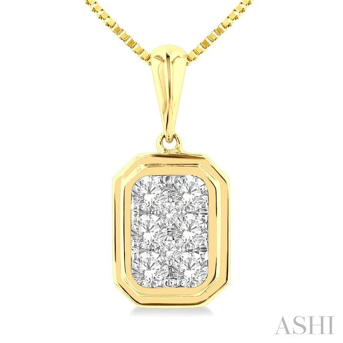 Emerald Shape Bezel Set Lovebright Diamond Fashion Pendant