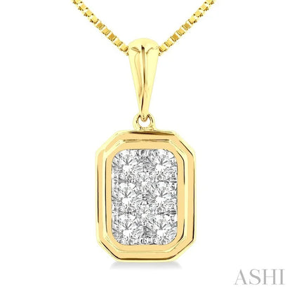 Emerald Shape Bezel Set Lovebright Diamond Fashion Pendant