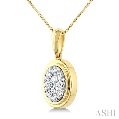 Oval Shape Bezel Set Lovebright Diamond Fashion Pendant