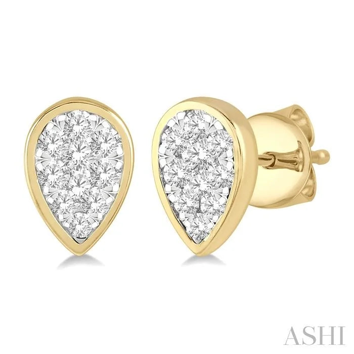 Pear Shape Bezel Set Lovebright Essential Diamond Stud Earrings