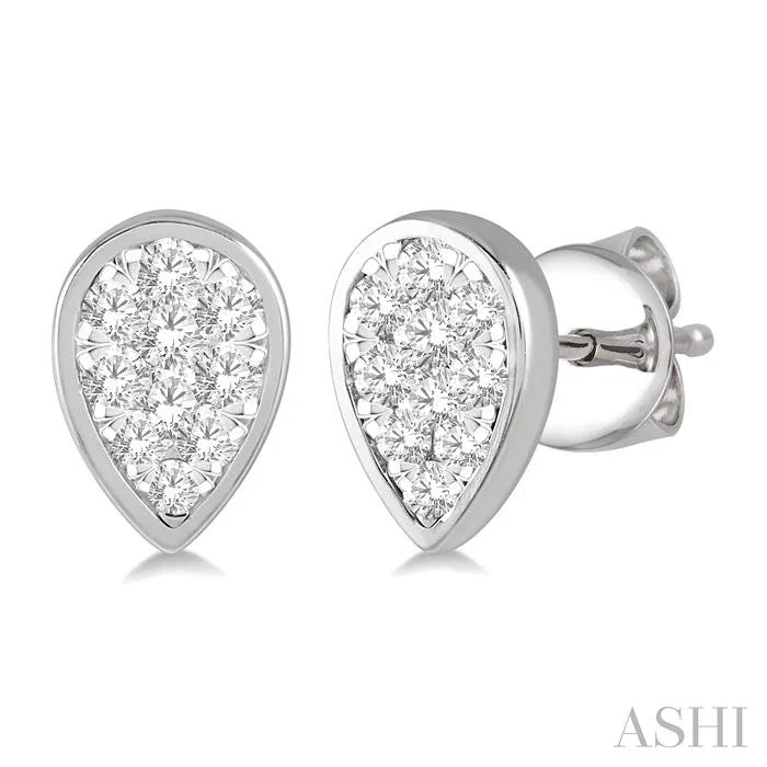 Pear Shape Bezel Set Lovebright Essential Diamond Stud Earrings