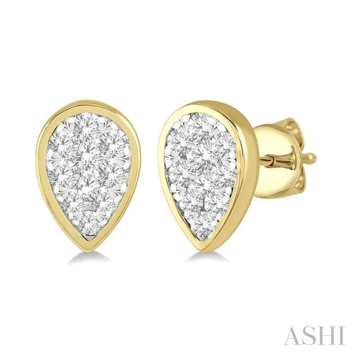 Pear Shape Bezel Set Lovebright Essential Diamond Stud Earrings