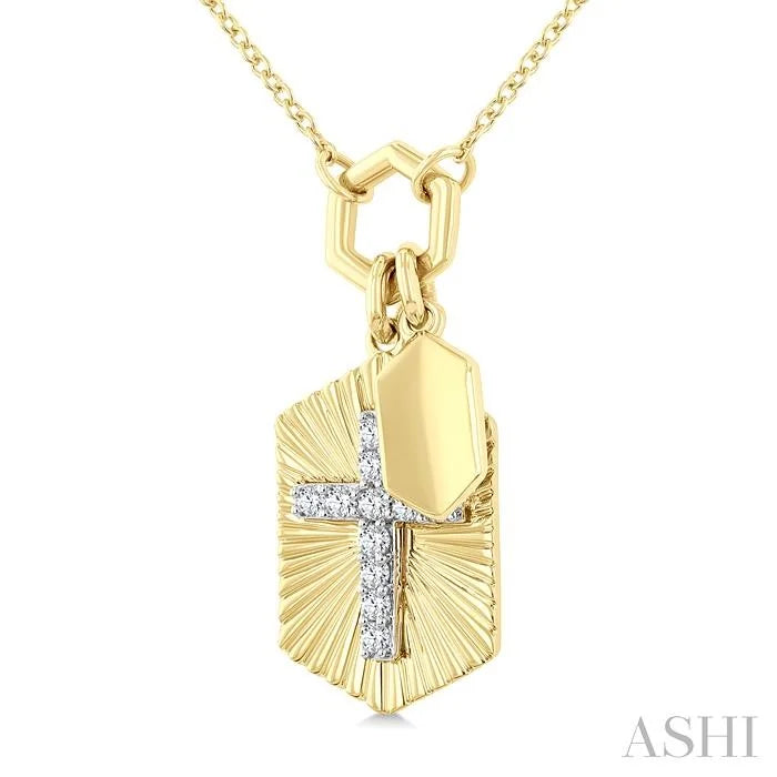 Cross Charm Fluted Diamond Fashion Pendant