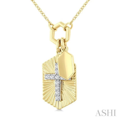 Cross Charm Fluted Diamond Fashion Pendant