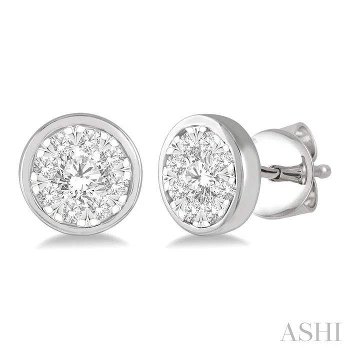 Round Shape Bezel Set Lovebright Essential Diamond Stud Earrings