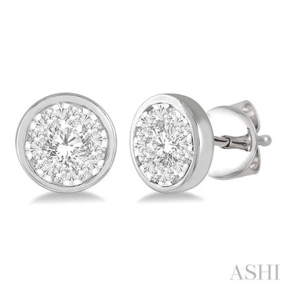 Round Shape Bezel Set Lovebright Essential Diamond Stud Earrings