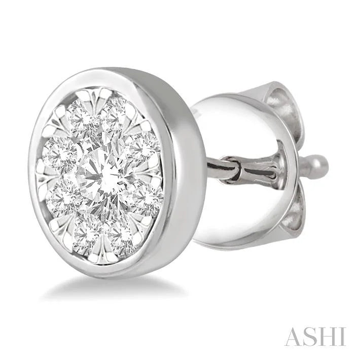 Round Shape Bezel Set Lovebright Essential Diamond Stud Earrings