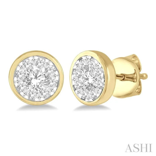 Round Shape Bezel Set Lovebright Essential Diamond Stud Earrings